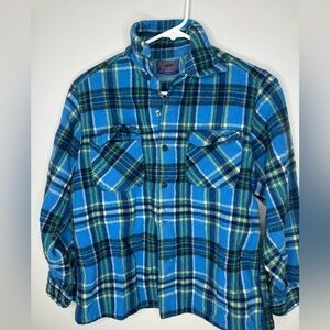 Pendleton Blue and Green Plaid Wool Shirt
